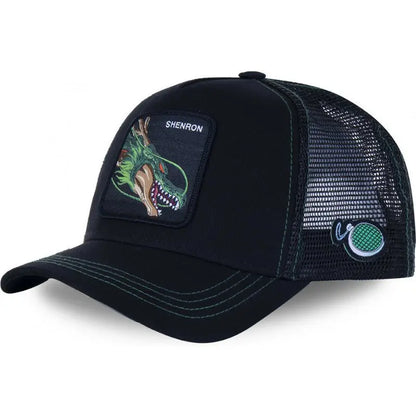 Casquette Dragon Ball Son Goku pour l'été : casquette de voyage à visière, pour homme, brodée, style hip-hop, visière pare-soleil, casquette trucker ajustable en maille