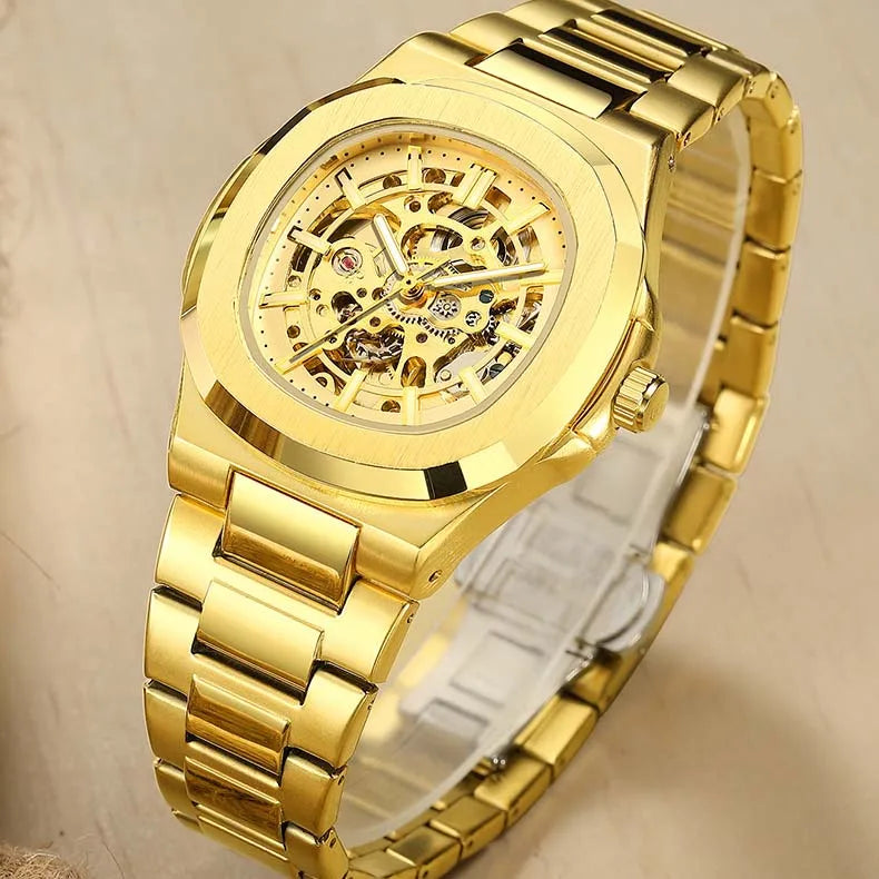 Hollow Out Men's Mechanical Wrist Watches Skeleton Design Luxury Full Automatic Man Watch relogio