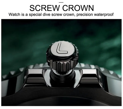 LOREO New Sapphire Glass Automatic Mechanical Watch Luxury Steel 200m Waterproof Business Watch Men Watches Reloj Hombre
