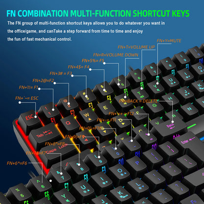 Russian Keyboard English RGB Lighting 61 Keys 60% Layout Gaming Keyboard ISO USB Wired Full Key No Impact K401 For Game Office