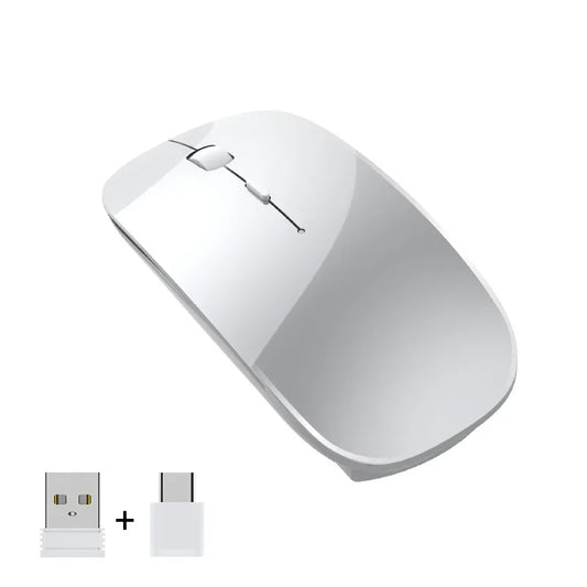 New Charging Type-C Wireless Mouse + USB Dual Receiver, Mute Ergonomic Design, 1000/1200/1600 Three-Speed DPI