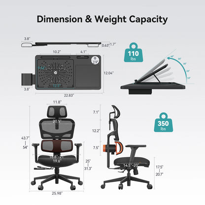 NEWTRAL NT001 Ergonomic Office Chair with Auto-Following Lumbar Support, Adjustable Headrest, 3D Armrest, Reclining Executive Desk Chair