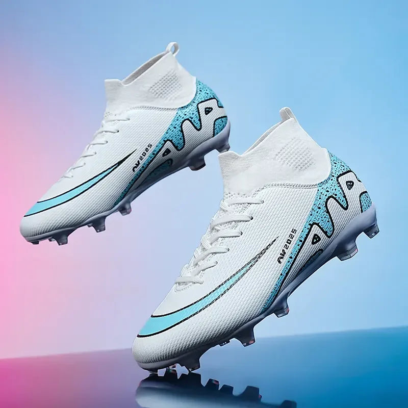 Men High Top Soccer Cleats Anti Slip Wear Resistant Firm Ground Breathable Comfortable Outdoor Grass Field Training Athletic