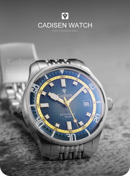 CADISEN Automatic Mechanical Watch Man Silver Business Casual Waterproof Watch Japan MIYOTA 8215 Movement Domed Glass Mens Watch