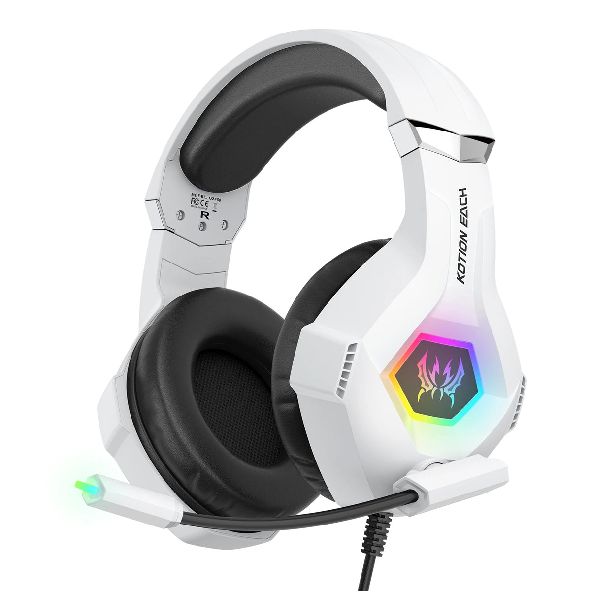 Casque de jeu avec micro dynamique RGB/contrôle intégré pour PC, PS4, PS5, casque de jeu USB 3,5 mm pour ordinateur portable