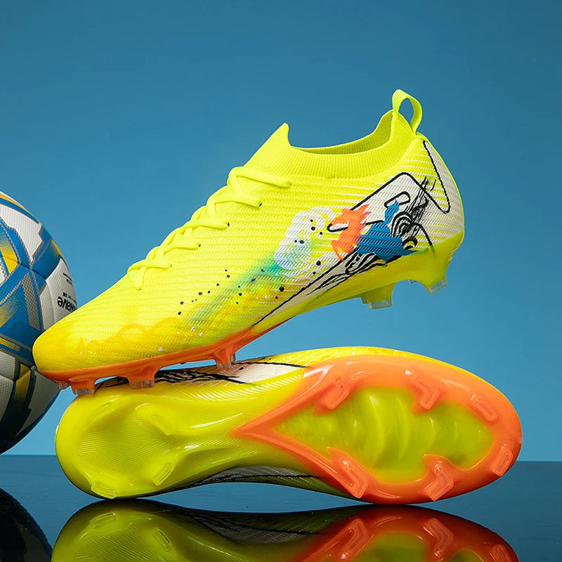 New Men Football Boots Soccer Cleats FG Non-Slip Training Shoes Soccer Shoes Long Spikes Match Ultralight Outdoor Drop Shipping