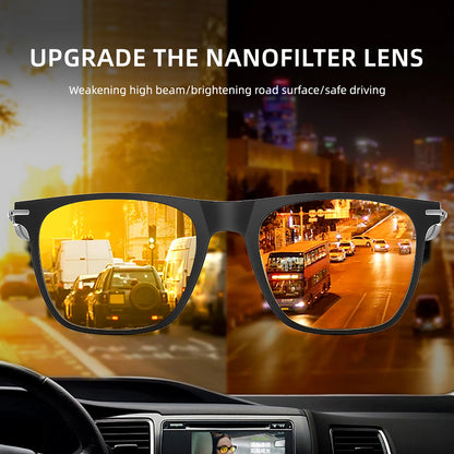 CAPONI Night Vision Men Sunglasses Original Designer High Quality Carbon Fiber Yellow Sun Glasses Photochromic Eyewear BSYS24716