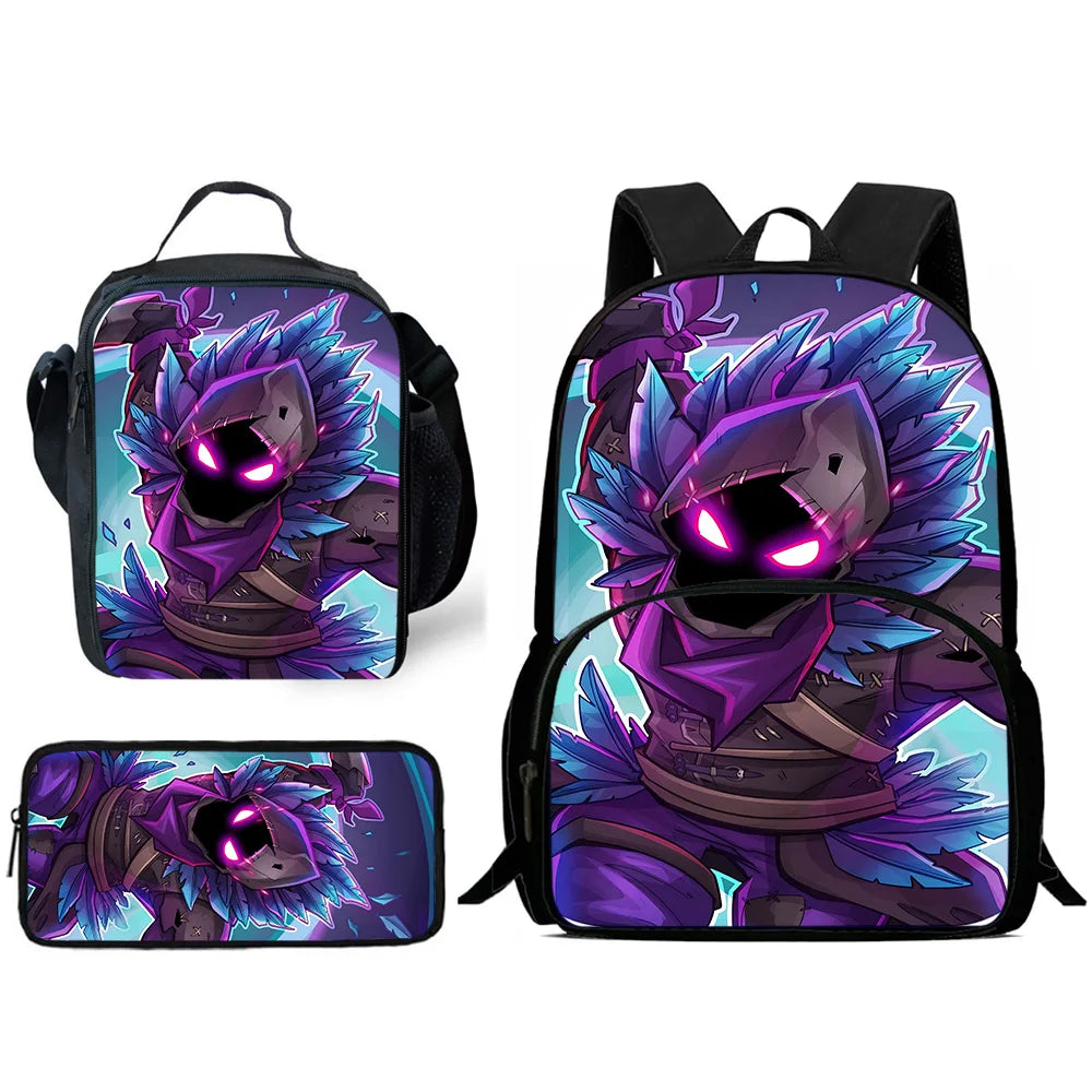 Hot-Game-Kinderrucksäcke mit Lunchbag und Federmäppchen, große Schultaschen für Schüler, Design F – FortniteS, für Jungen und Mädchen, ideales Geschenk