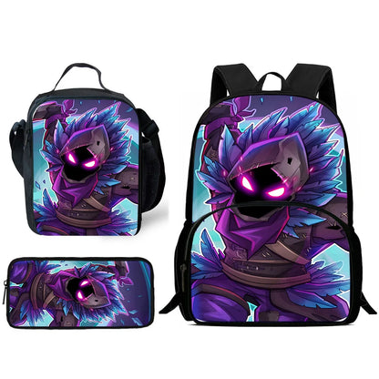 Hot-Game-Kinderrucksäcke mit Lunchbag und Federmäppchen, große Schultaschen für Schüler, Design F – FortniteS, für Jungen und Mädchen, ideales Geschenk