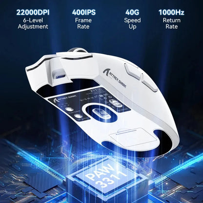 ATTACK SHARK X11SE ultra lagani bežični gaming miš, životni vijek od 20Million ciklusa, PAW3311 Gaming, 22KDPI, 400IPS, 40G, 1KHz, 65 Hours, 30mAH