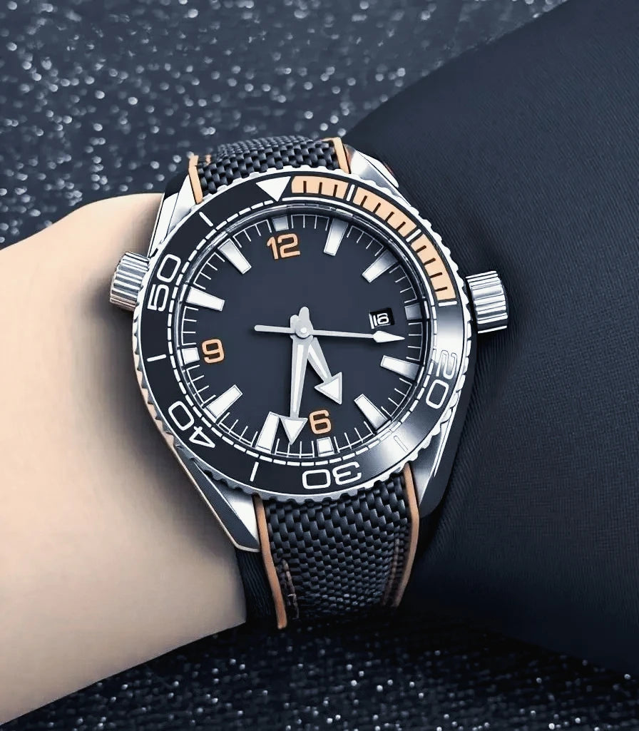 904L Stainless Steel Case, for Men Automatic Mechanical Movement Luxury Watch, Black Blue Leather Ceramic Exquisite Heritage