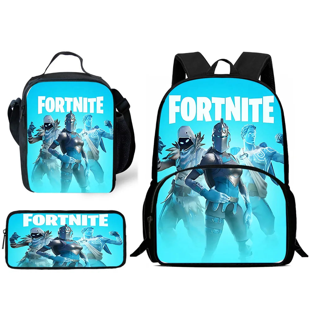 Hot-Game-Kinderrucksäcke mit Lunchbag und Federmäppchen, große Schultaschen für Schüler, Design F – FortniteS, für Jungen und Mädchen, ideales Geschenk