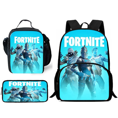 Hot-Game-Kinderrucksäcke mit Lunchbag und Federmäppchen, große Schultaschen für Schüler, Design F – FortniteS, für Jungen und Mädchen, ideales Geschenk
