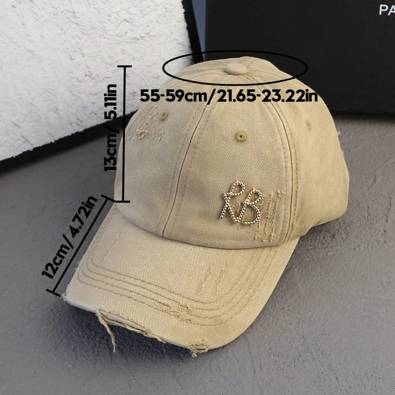 2025 New Korean Luxury Baseball Cap Design Sun Hat American Youth Personalized Water Washed Punched Fashion Baseball Hat Trend