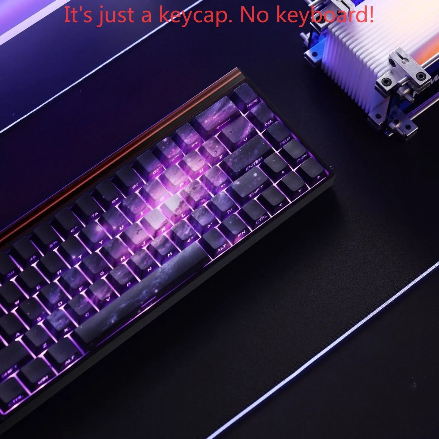 Purple Galaxy Gradient Side Carving Transparent Cherry Keycap PBT 135 Key Compatible with 60/64/84/98/108 Mechanical Keyboard