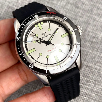 Tandorio Red Blue 40mm PT5000 Japan NH35A Mechanical Automatic Dive Men Watch 20ATM Waterproof Domed Sapphire Screw Crown Reloj