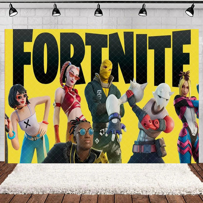 Fortnite Theme Happy Birthday Party Decoration Backdrop Shooting Game Alpaca Llama Supplies Background Baby Shower Kid Gifts