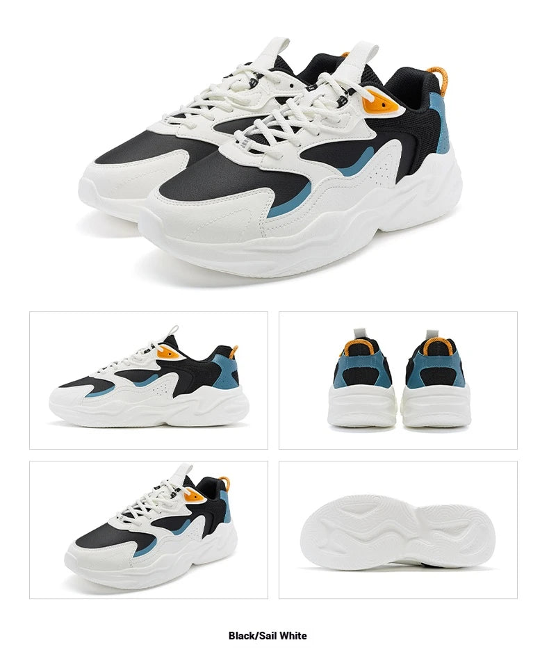 Xtep Casual Shoes For Men Breathable Thick Sole Heightened Lightweight Strong Wrapping Street Style Sports Shoes 977319320047