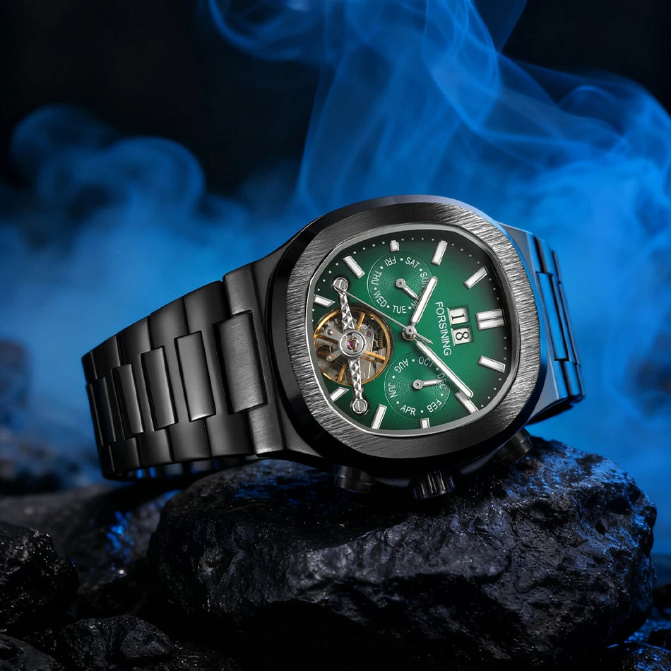 Forsining 481 Man New Tourbillon  Brands Watch Week Date Automatic Movement Mechanical Watches Stainless Steel Waterproof Clock