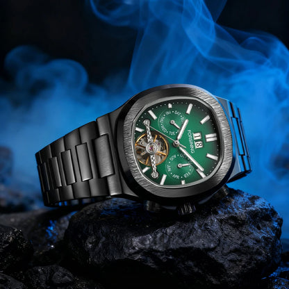 Forsining 481 Man New Tourbillon  Brands Watch Week Date Automatic Movement Mechanical Watches Stainless Steel Waterproof Clock
