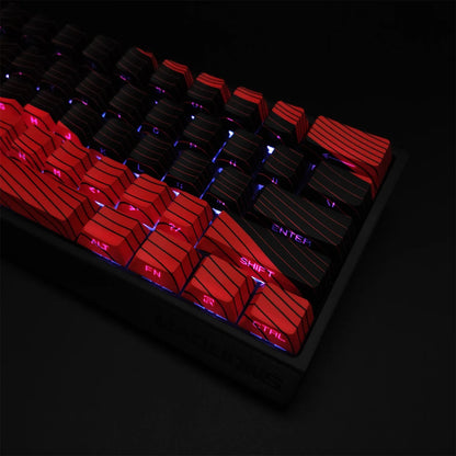 Contour Black and Red Side Engraved Translucent Keycaps PBT 128 Key Cherry Keycaps Suitable for Wooting Mechanical Keyboards
