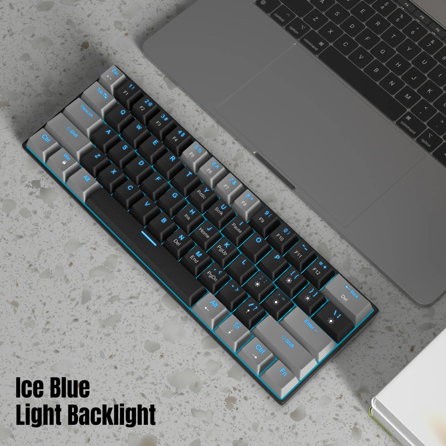 MageGee MK-Star61 60% Mechanical Gaming Keyboard 61Keys Sea Blue Backlit Small Compact Portable 60 Percent Gaming Keyboard Gamer
