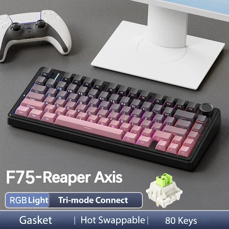AULA F75Pro Wireless Gaming Mechanical Keyboard 75% Customized RGB Layout Gasket Mounted Side-engraving PBT Keycaps