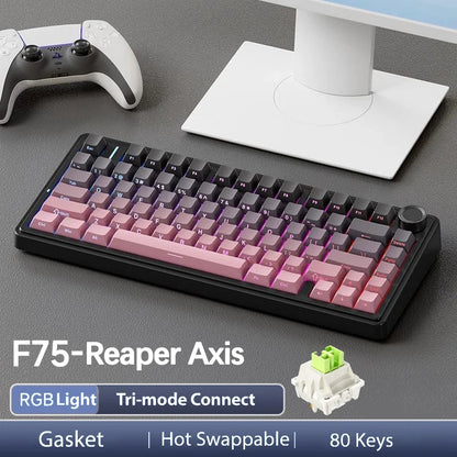 AULA F75Pro Wireless Gaming Mechanical Keyboard 75% Customized RGB Layout Gasket Mounted Side-engraving PBT Keycaps