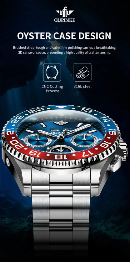 OUPINKE Fashion Mens Watches Top Brand Luxury Business Sport Watch Multifunction Automatic Mechanical Men Clock Waterproof Reloj
