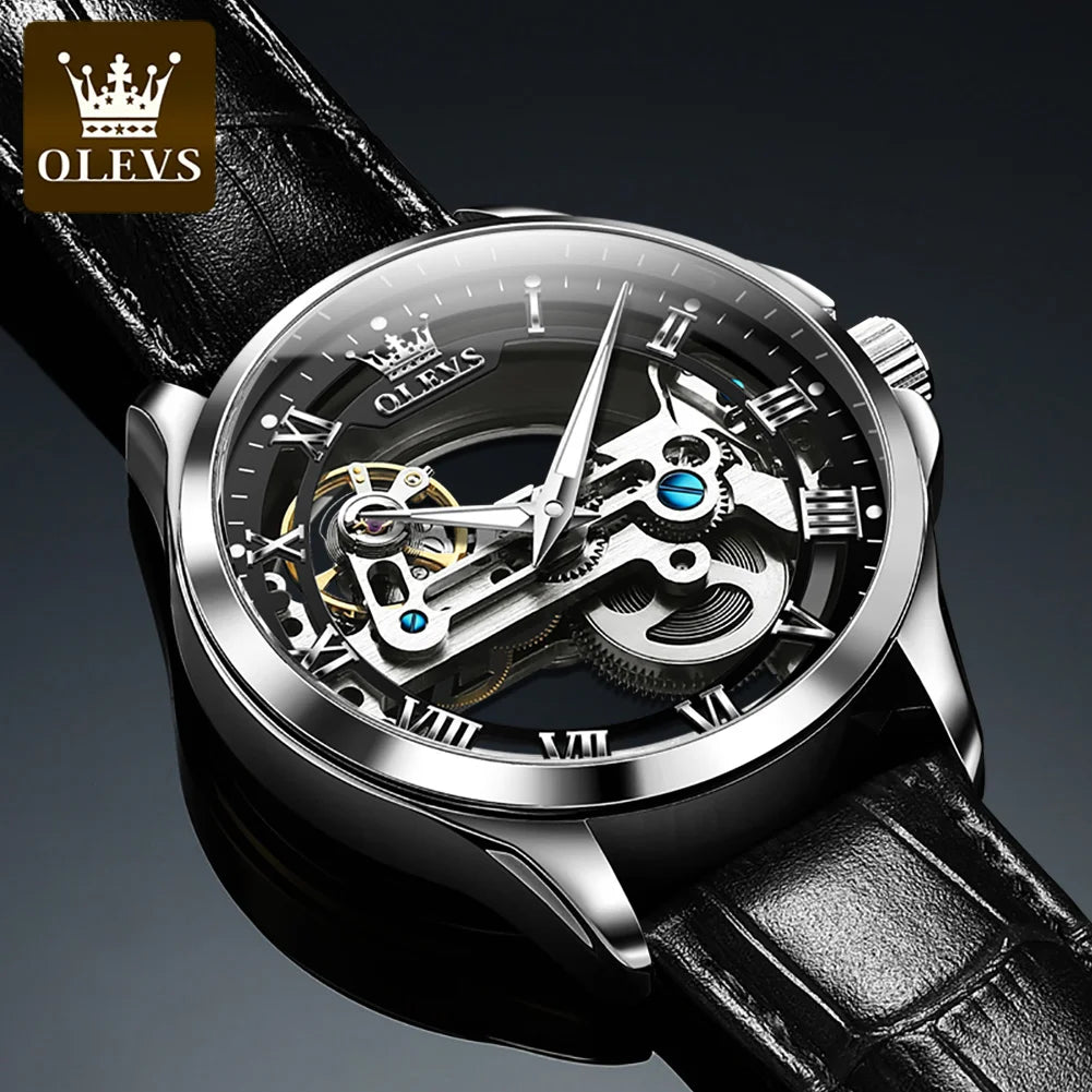 OLEVS 6661 Automatic Watch For Men Skeleton Original Mechanical Movement Men's Wristwatch Waterproof Luminous Sport Men's Watches
