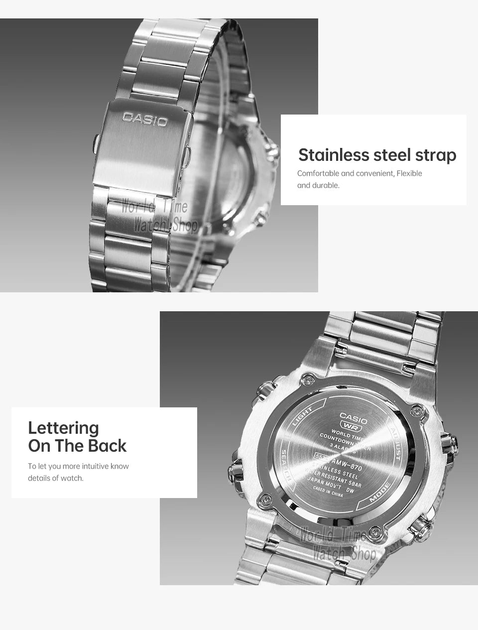 Casio watch for men top luxury set quartz 50m Waterproof  military dual display Watch relogio masculino AMW-870