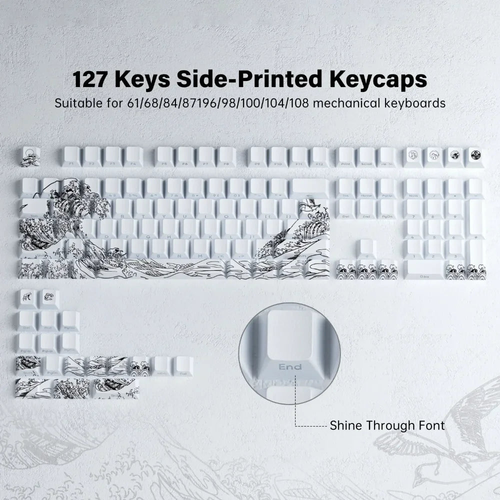 Side-engraved Translucent CHERRY Keycaps PBT Creative Personalized Customized for 60/64/84/98/108 Mechanical Keyboards MX Switch