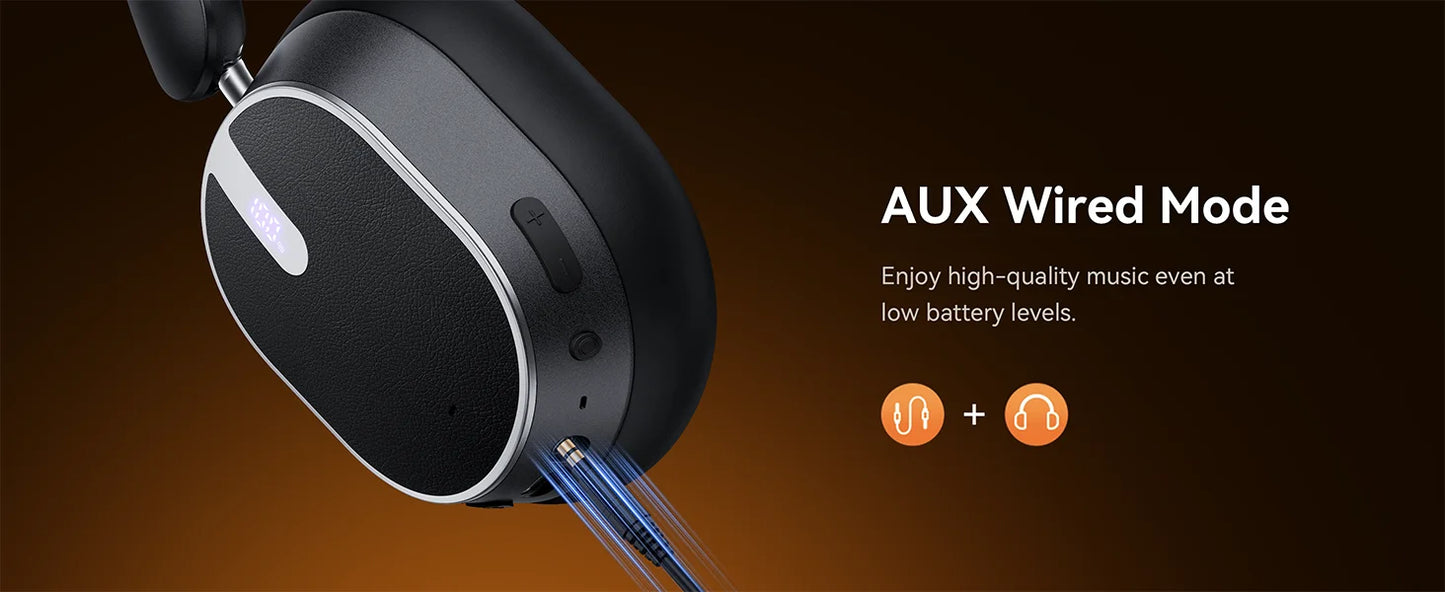 Active Noise Cancelling Headphones Bluetooth 6.0 Wireless Over-Ear Headphones with 120H Battery, 6-Mic ENC Calls, LED Power Display & Spatial Audio