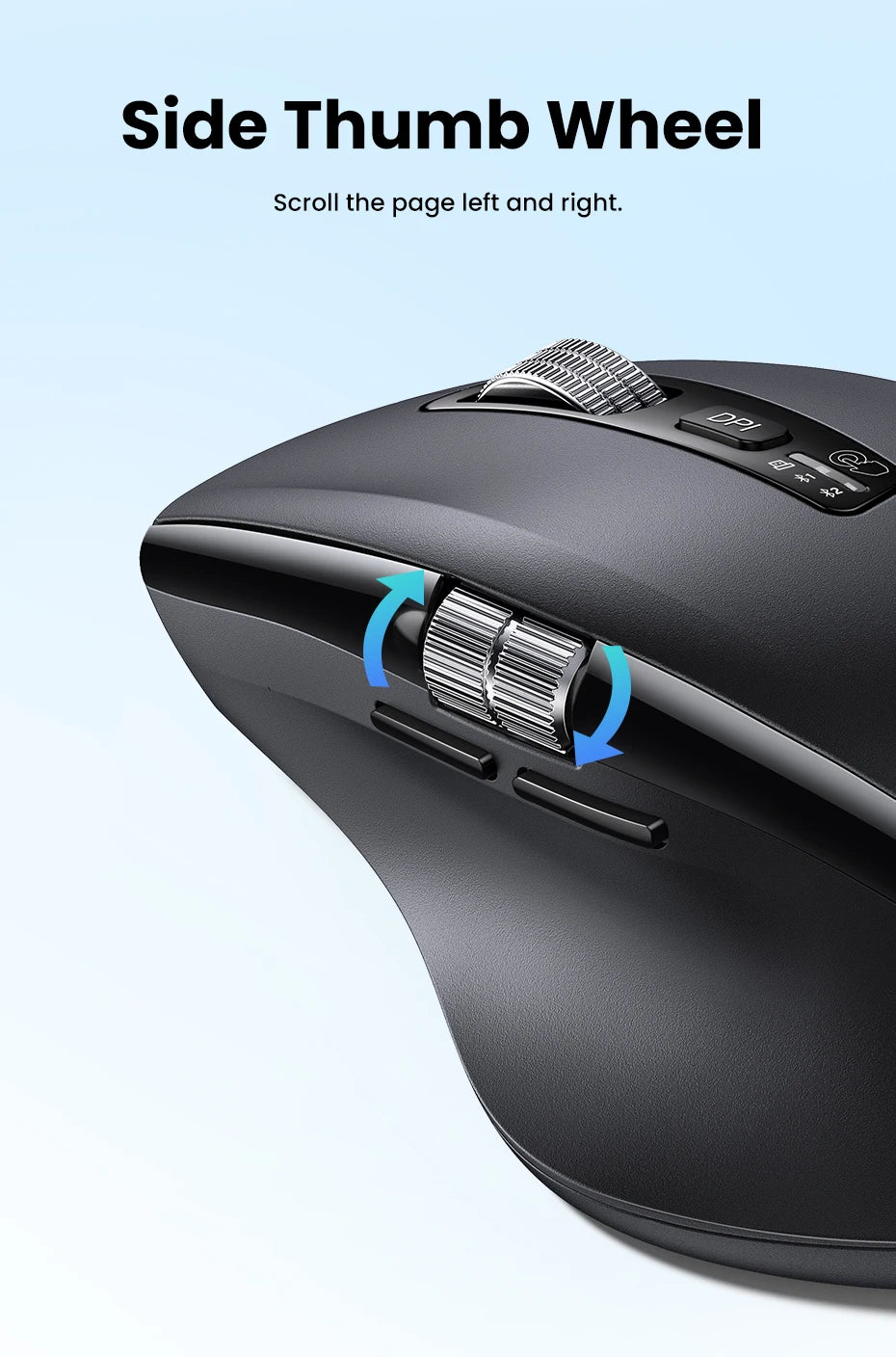 UGREEN Wireless Mouse Bluetooth 5.4 Ergonomic 5000 DPI Rechargeable Wireless Mouse with Hyper-Fast Scroll for MacBook, Laptop, PC & Tablet
