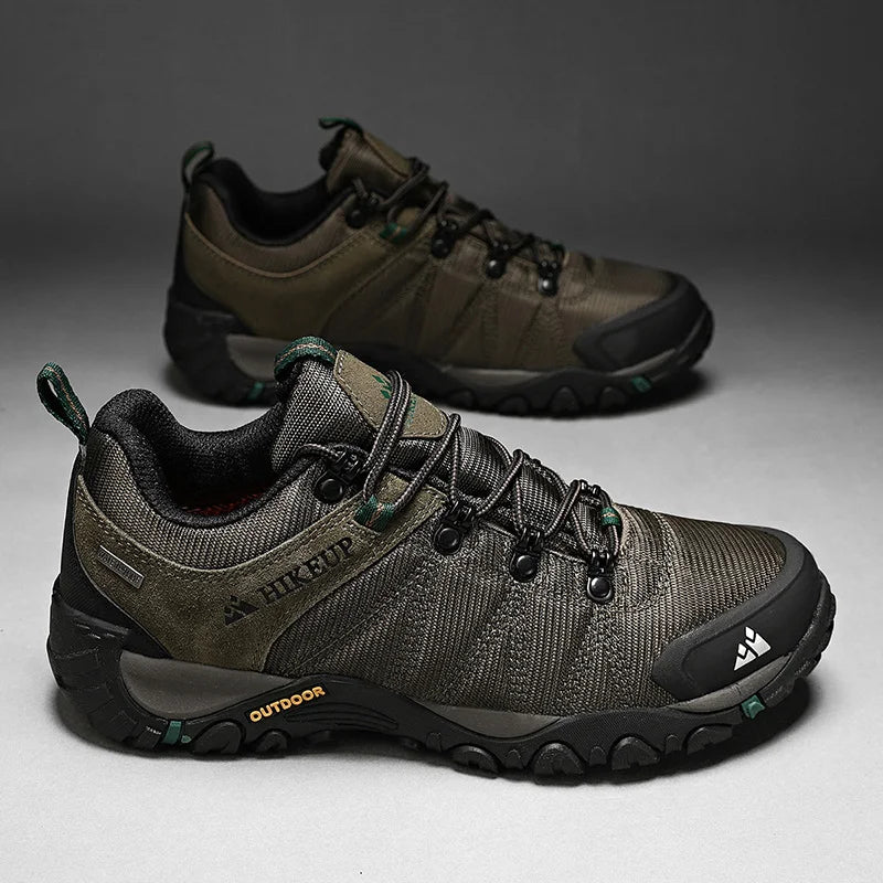 HIKEUP miesten neljän vuodenajan vaelluskengät – ulkoiluun ja urheiluun, aitoa nahkaa, kulutusta kestävät kiipeilykengät, kumipohjaiset trekking-sneakerit