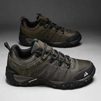 HIKEUP miesten neljän vuodenajan vaelluskengät – ulkoiluun ja urheiluun, aitoa nahkaa, kulutusta kestävät kiipeilykengät, kumipohjaiset trekking-sneakerit