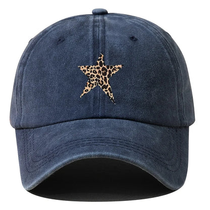 Retro imitation baseball cap with leopard print star design for leisure outdoor travel, fishing, and hiking