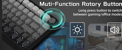 ATTACK SHARK X85 Tri-Mode Gasket Mechanical Keyboard 75% Wireless Hot Swappable RGB Gaming Keyboard with CNC Knob, 5-Layer Sound Dampening & NKRO