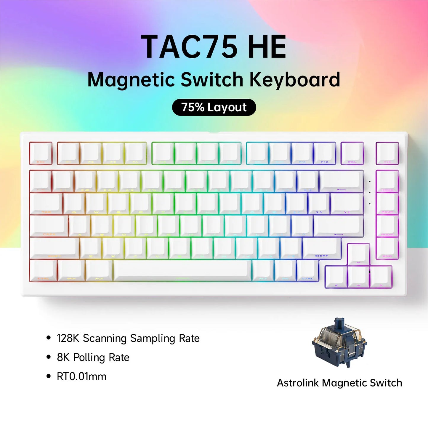 Akko TAC75 HE Magnetic Keyboard 75% Magnetic Switch Rapid Trigger 0.005mm ARGB 8K Polling Rate Wired Gamer Customized Keyboard