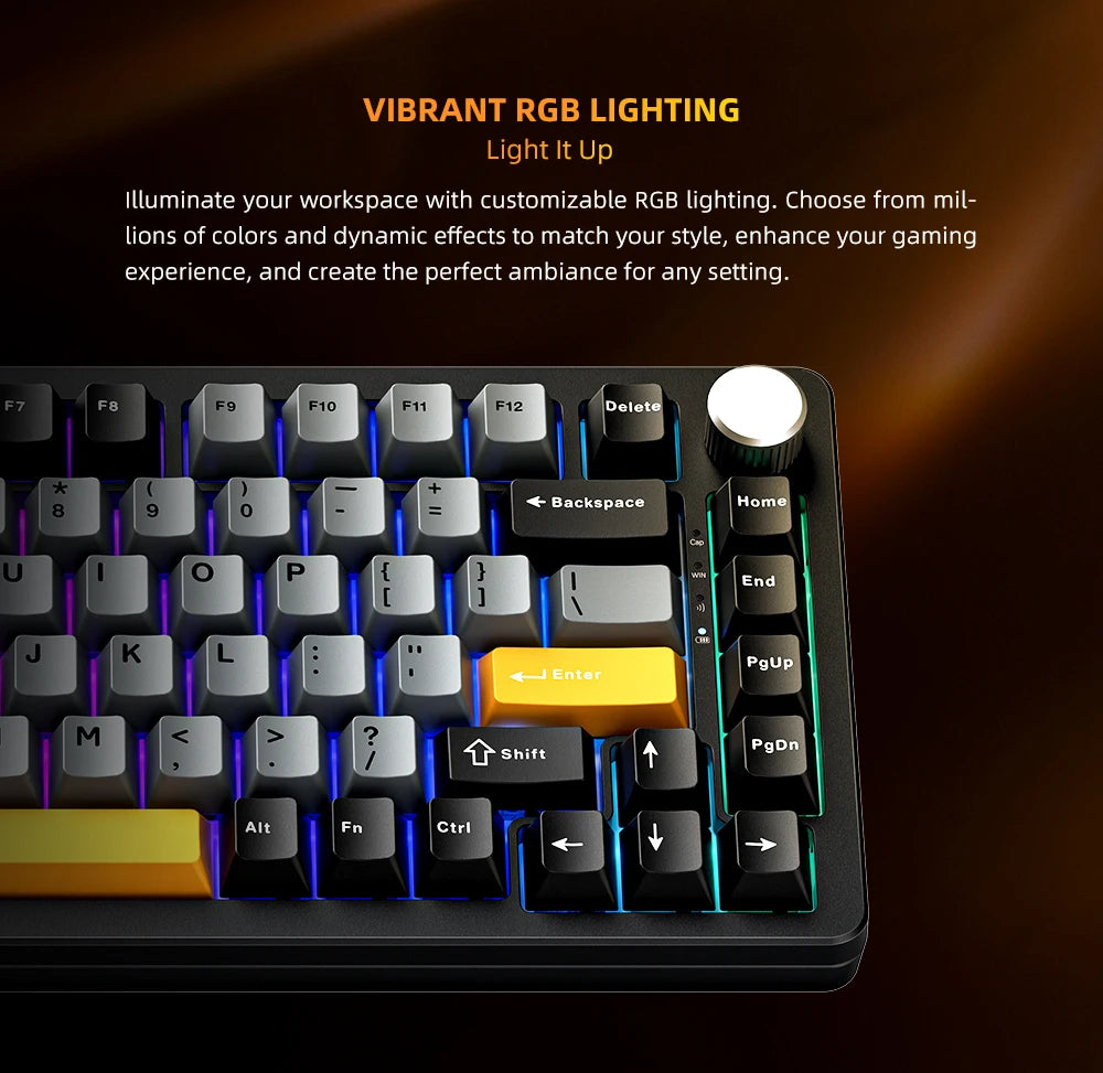 Machenike K600-B82W Mechanical Keyboard Tri-Modes Gasket Mounted 75% ANSI Layout  RGB Backlit Wireless Gaming Keyboard