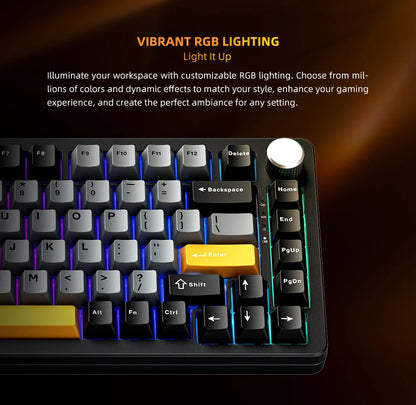 Machenike K600-B82W Mechanical Keyboard Tri-Modes Gasket Mounted 75% ANSI Layout  RGB Backlit Wireless Gaming Keyboard