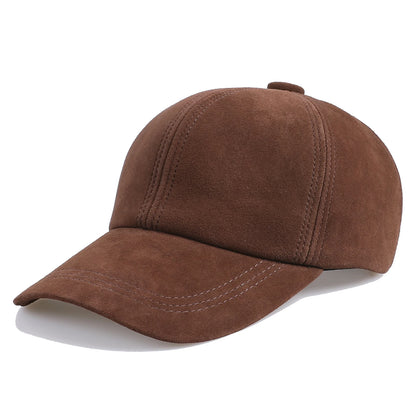 BOONJOVIA Unisex Genuine Suede Leather Baseball Caps for Mens Womens-Adjustable Buckle Back Real Leather Hats
