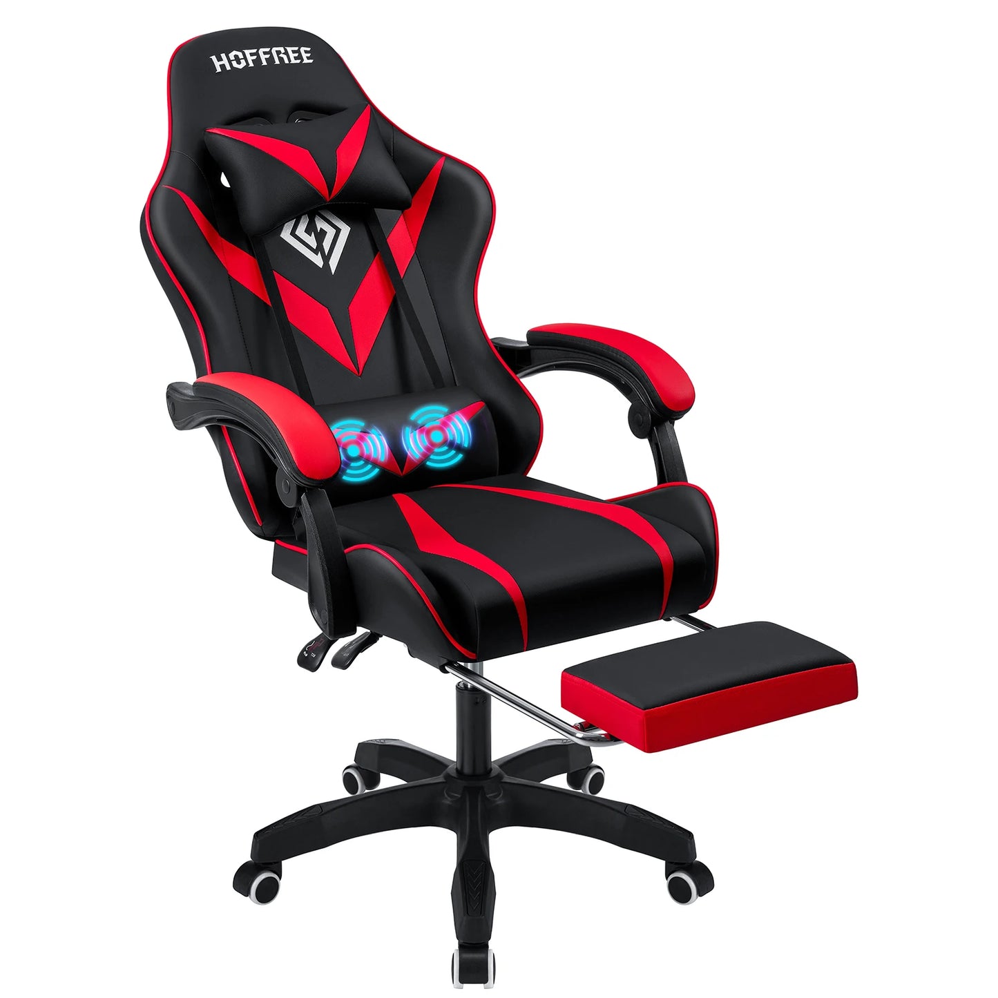 400Lbs Load Gaming Chair with Massage Ergonomic Computer Chair Footrest and Lumbar Support Reclining PC Chair Adjust Armrest