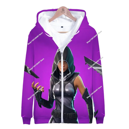 2024 New Game Zipper Hoodie Children's Sweatshirt Fortnite Pullover Sweatshirts Fashion Boys and Girls Clothing