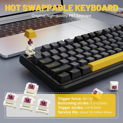 ATTACK SHARK X98PRO Wireless Mechanical Keyboard, Gasket Hot Swappable, PBT Keycaps, LED matrix screen,4000mAh
