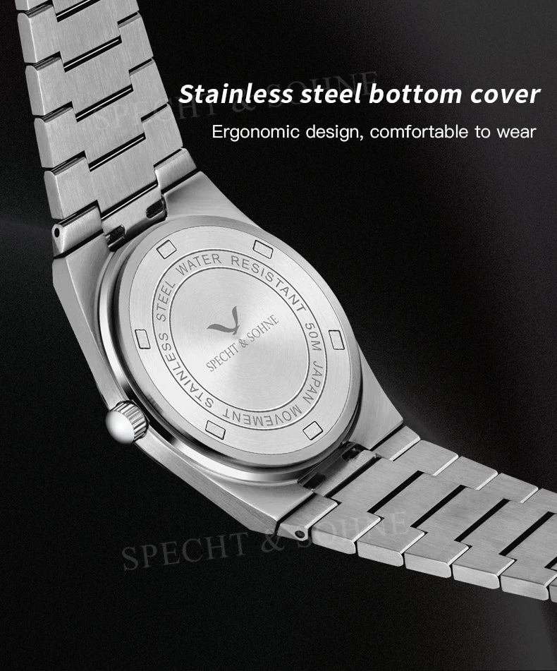 2025 New Arrivals Specht&Sohne Men's Watches Stainless Steel Sapphire Classic Quartz Men Watch Relogio Masculino 100M Waterproof