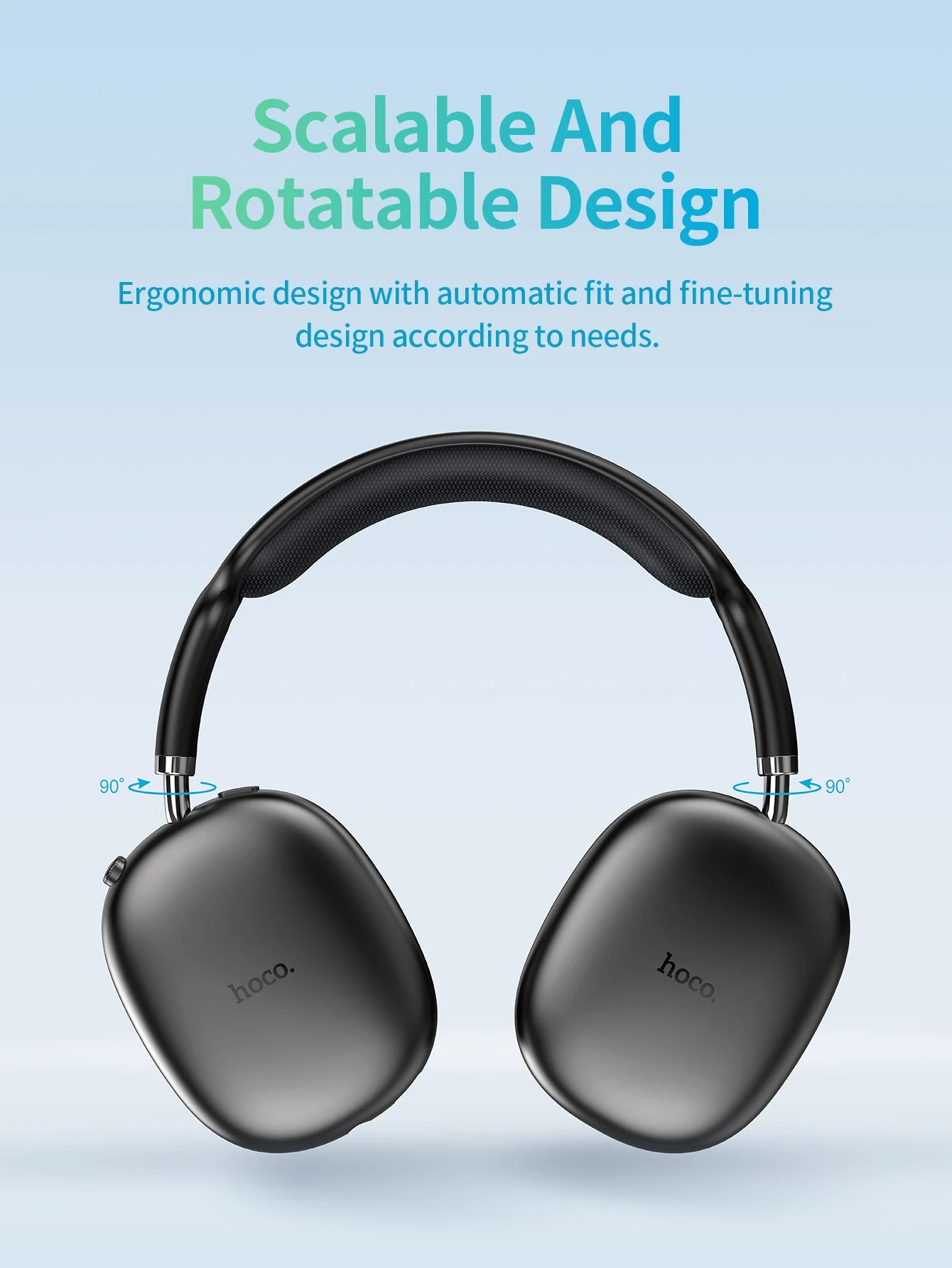 HOCO W35 Air Wireless Bluetooth 5.3 Over-Ear Headphones – Deep Bass Stereo Gaming Headset with Microphone, TF Card & AUX Mode, Waterproof Sports Headphones
