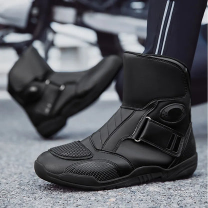 2025 New Men's Motorcycle Boots Outdoors Waterproof Safety Protection Motorcycle Shoes High Quality PU Leather Men Motos Boot