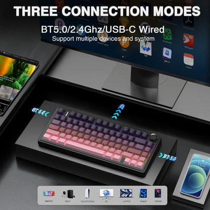 AULA F75Pro Wireless Gaming Mechanical Keyboard 75% Customized RGB Layout Gasket Mounted Side-engraving PBT Keycaps