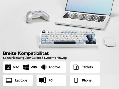 EPOMAKER x AULA F75 ISO-DE Tri-Mode Connectivity QWERTZ German Layout Wireless Mechanical Keyboard with 4000 mAh Battery